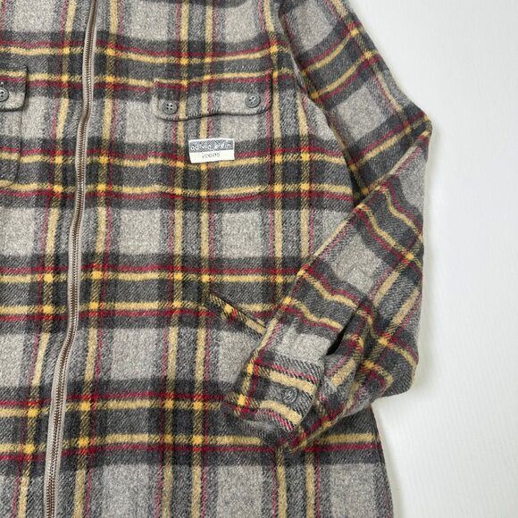 Vintage Calvin Klein Jeans Plaid Full Zip Wool Blend Jacket L - Picture 3 of 5